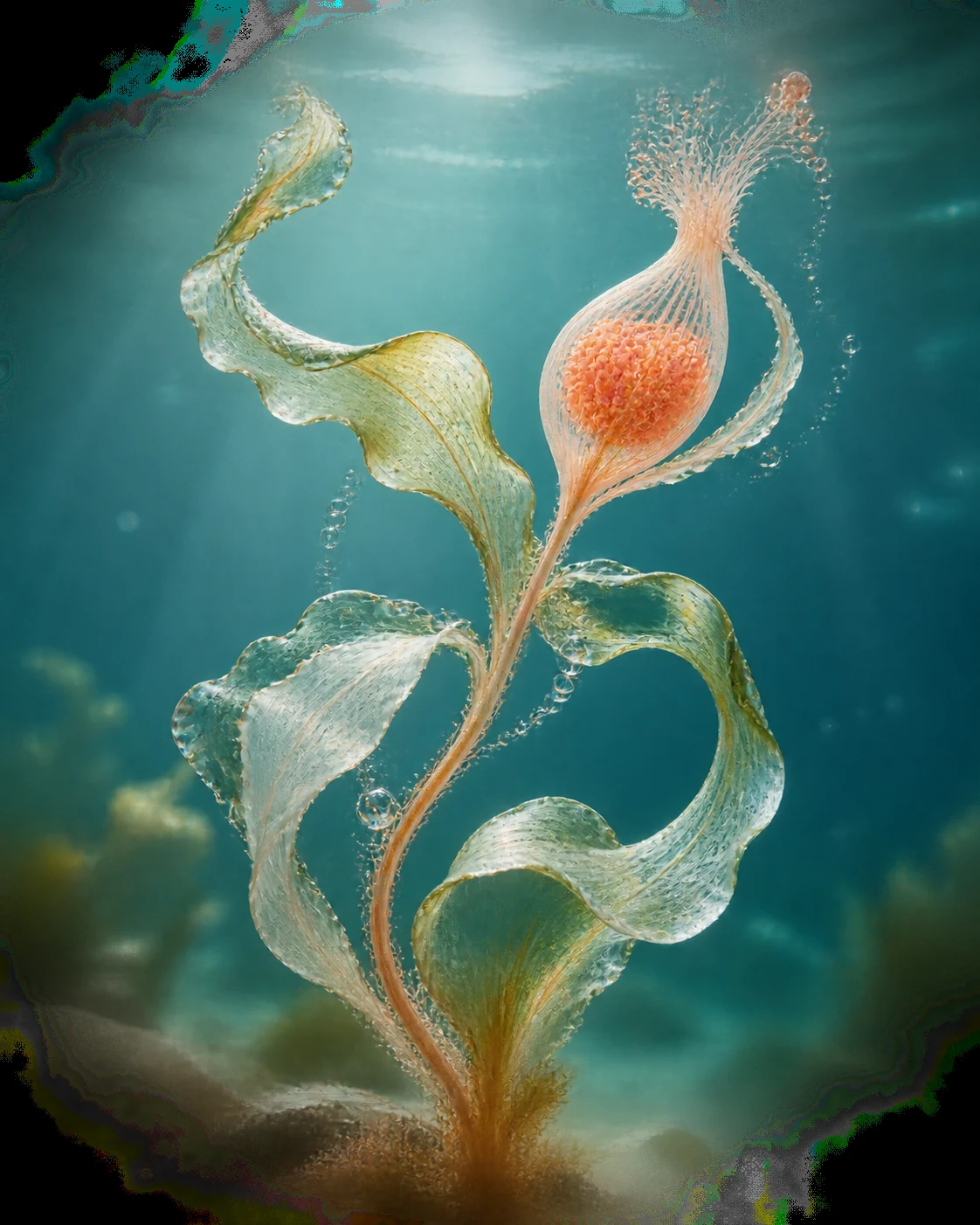 透明的海洋植物标本